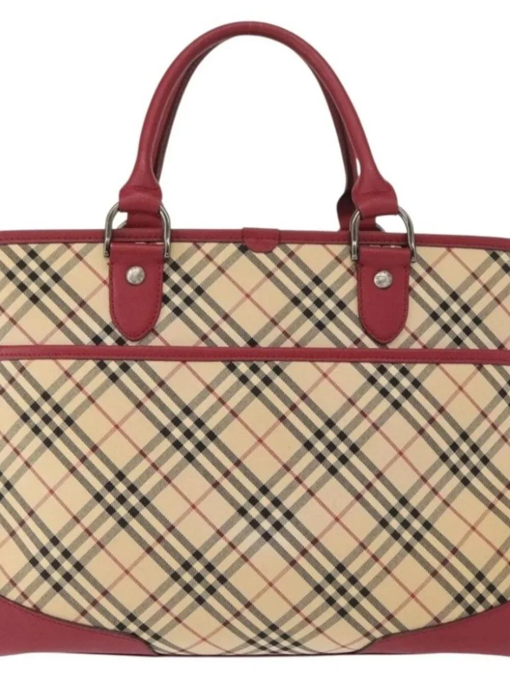 BURBERRY Nova Check Hand Bag Canvas Beige Auth - Picture 2 of 16